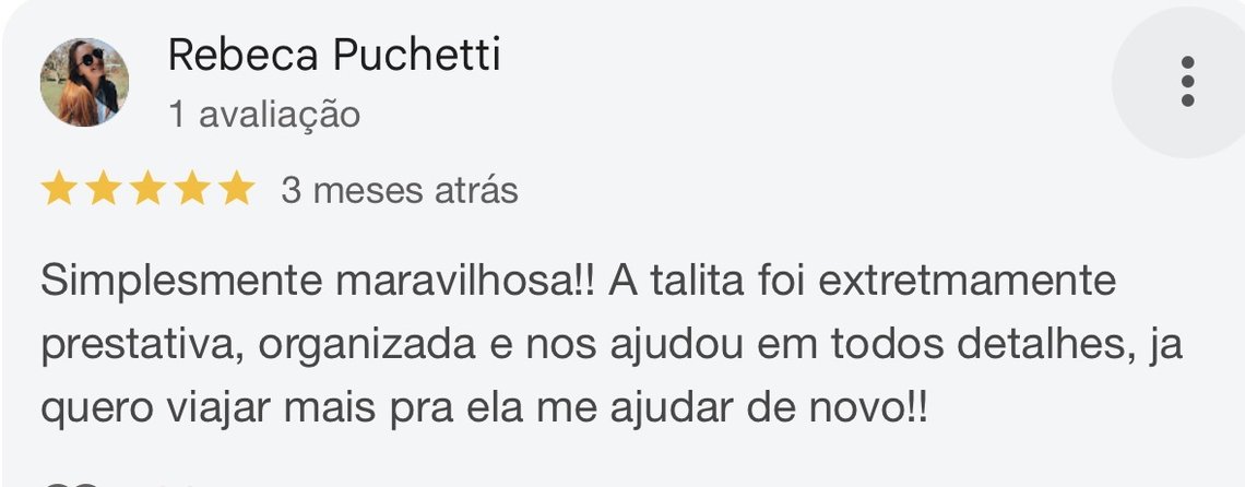 Avaliação de Rebeca Puchetti, 5 estrelas
